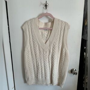 Sunday Best Cable-Knit Sweater Vest in Cream